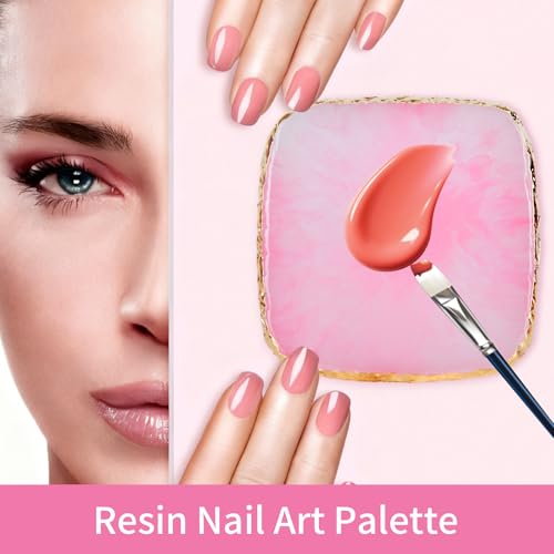 MixPeak 2-Piece Resin Nail Art Palette Set - Travel Size with Gold Edge