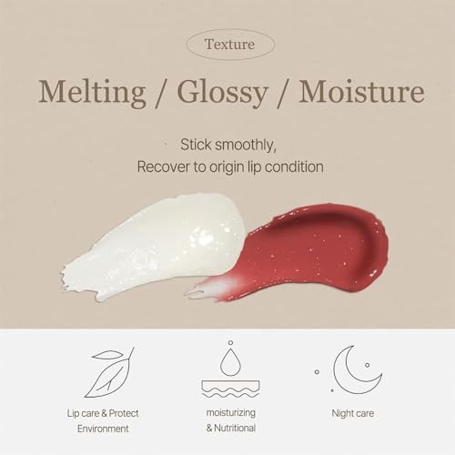 mixsoon Vegan Melting Lip Balm - Shea Butter Tinted Lip Care, Dry Rose
