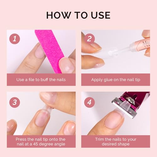 MelodySusie 12Pcs Nail Glue - Strong, Quick Dry Adhesive for Press-On Nails