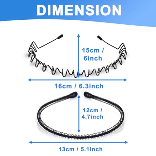 Adjustable Metal Headband for Men - Non-Slip Hair Control (2 Pcs)