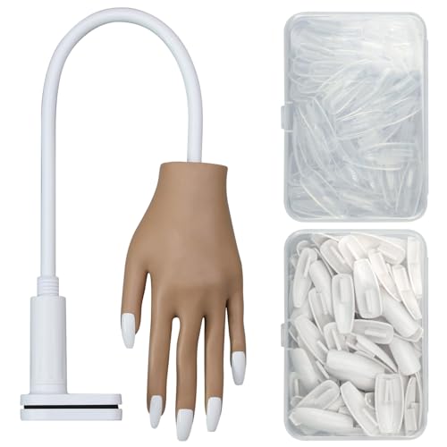 BORNBYME Adjustable Nail Practice Hand with 200 Nail Tips for Training