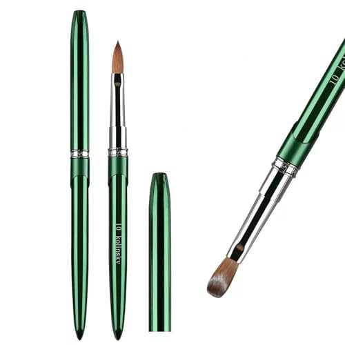 Kolinsky Acrylic Nail Brush Size 10 - Green Chrome Handle