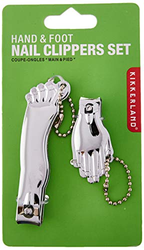 Kikkerland Hand & Foot Nail Clippers Set – Silver (2 Pack)