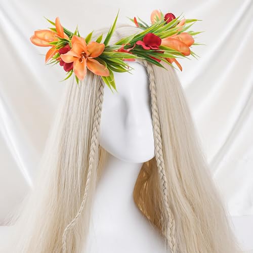 Hawaiian Flower Crown - Tropical Silk Floral Headband for Parties
