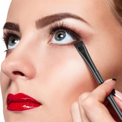 12-Pack Angled Eyeliner and Eyebrow Brush Set - Precision Makeup Applicators