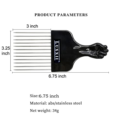 2-Pack Metal Afro Pick Comb for Curly Hair & Beards - 6.75 Inch