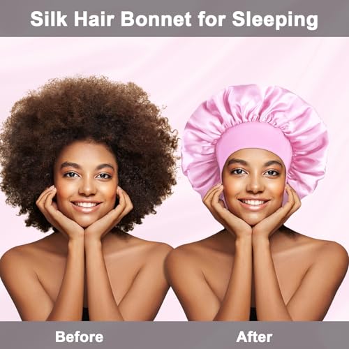 Extra Large Satin Silk Hair Bonnets for Sleeping - 2 Pack