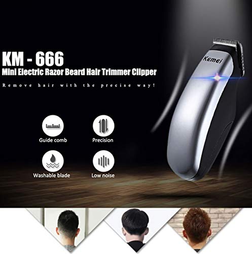 XFQUIJ Mini Electric Hair Trimmer & Beard Clipper - Grey Portable Grooming