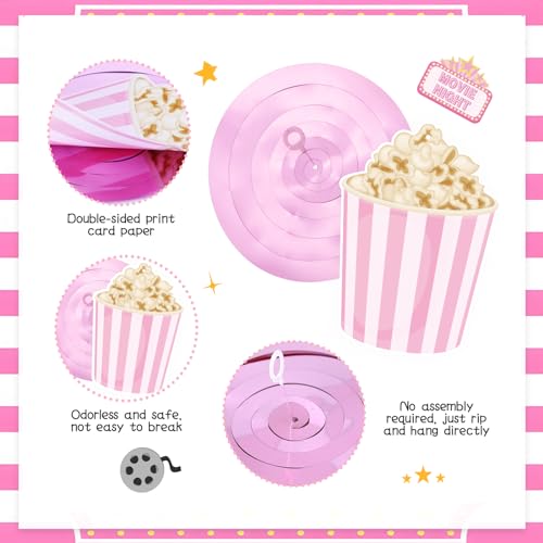 K KUMEED Pink Movie Night Party Decorations - Hanging Swirl Foil Decor