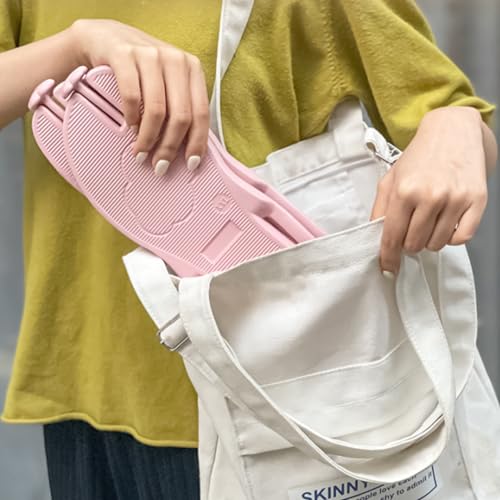 Unisex Folding Shower Shoes Travel Slippers Pink, Size 8.5-9.5 Women / 7.5-9.5 Men - Kiemorgy