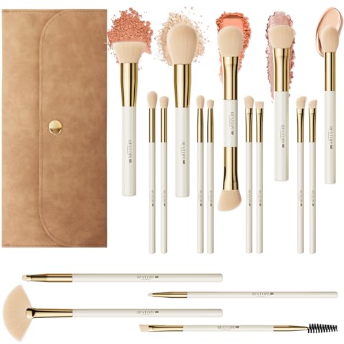 BESTOPE PRO 17-Piece Makeup Brush Set with Travel Case - Synthetic Bristles