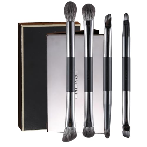 ENERGY 4-Piece Travel Eye Makeup Brush Set with Mirror Case