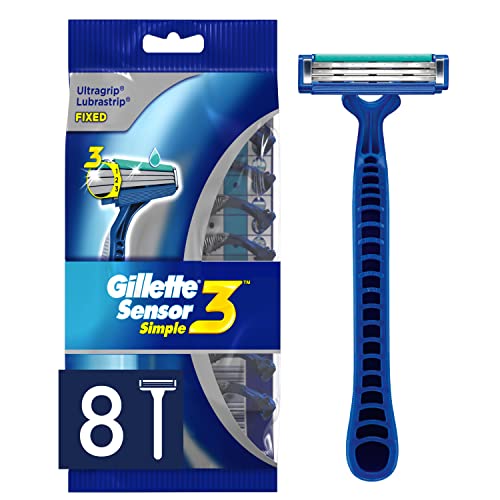 Gillette Sensor3 Men's Disposable Razors - 8 Count for Smooth Shave