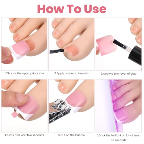 60 Pcs Medium Square French Tip Press-On Nails - Tweruna