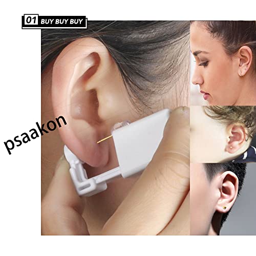 Gold Self Ear Piercing Gun Kit 4 Pack Disposable Ear Studs & Alcohol Cotton
