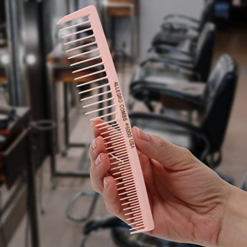 Allegro Combs 6000 Rose Wide Tooth Teasing Comb - 6 Pcs for Curly Hair