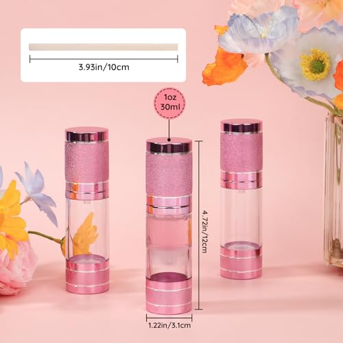 Segbeauty 3pcs Airless Lotion Dispenser Pump Bottles - 30ml Refillable Travel Containers for Skincare