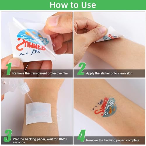 144 Waterproof Tropical Temporary Tattoos for Summer Parties