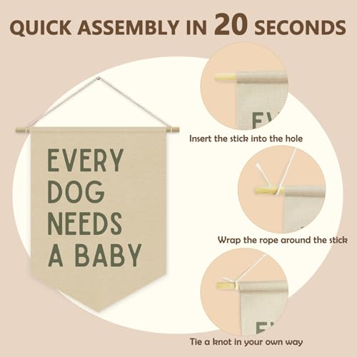 Every Dog Needs a Baby Linen Canvas Banner - 15x11in Nursery Decor