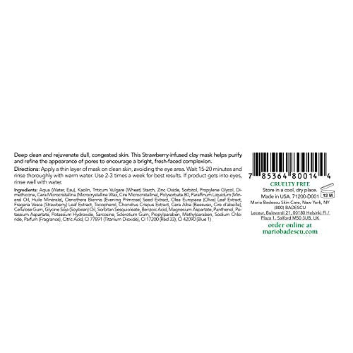 Mario Badescu Strawberry Tonic Mask - Refreshing Clay Mask for Dull Skin, 2 Oz