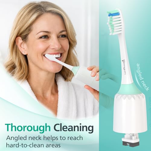 Senyum Replacement Toothbrush Heads for Philips Sonicare E-Series, Green & White, Pack of 6