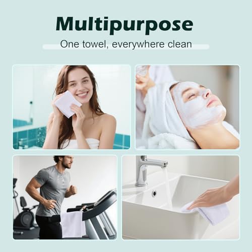 TEAWOO White Microfiber Washcloths - 15 Pack, Soft & Quick-Drying