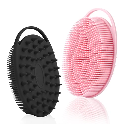 Silicone Body Scrubber 2-Pack - Exfoliating Shower Brush & Scalp Massager
