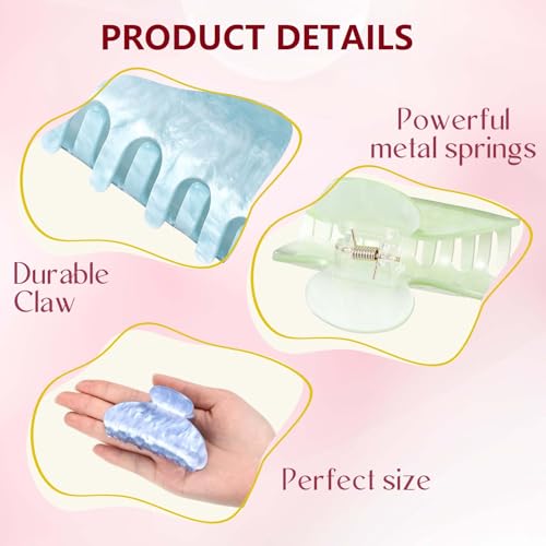 Yuxung 8 Pcs Large Marble Acrylic Hair Claw Clips - Multicolor
