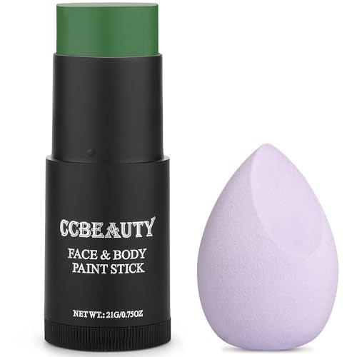 CCbeauty Green Face Paint Stick for Halloween & Cosplay, Non-Toxic SFX Body Makeup