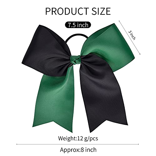 DEEKA 12PCS Large Cheer Hair Bows for Teen Girls - Forest Green/Black