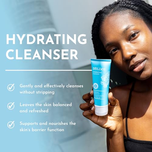 BOLDEN Hydrating Cleanser 3.4 fl oz | Gentle Face Wash for Dry, Sensitive Skin | Fragrance Free & Non-Stripping
