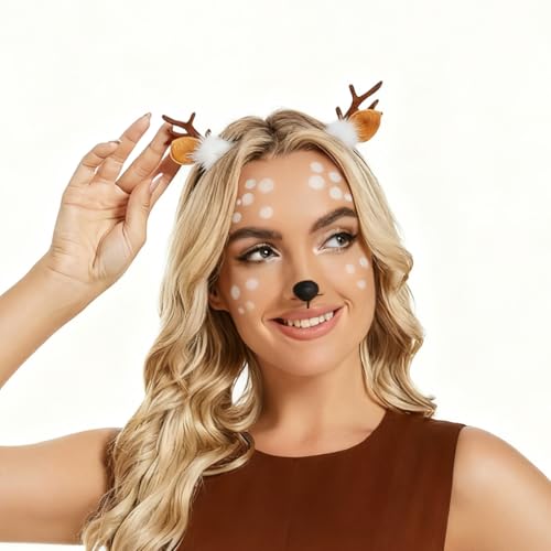 Brown Reindeer Antlers Headband for Women Halloween Costume Cute Hair Accessory