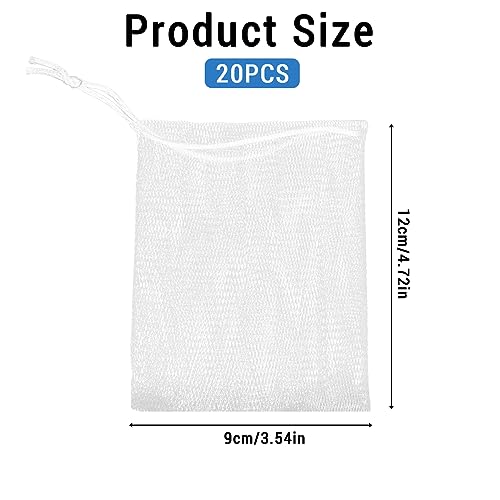 Mozeat Lens 20PCS Mesh Soap Saver Pouches with Drawstring