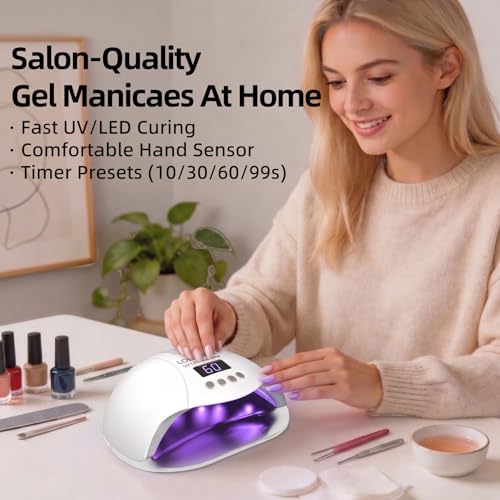 280W UV LED Nail Lamp for Fast Curing Gel Polish - Smart Sensor & 4 Timers