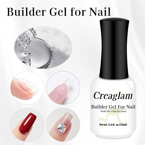 Creaglam 7-in-1 Builder Gel for Nails - Clear Hard Gel 15ml