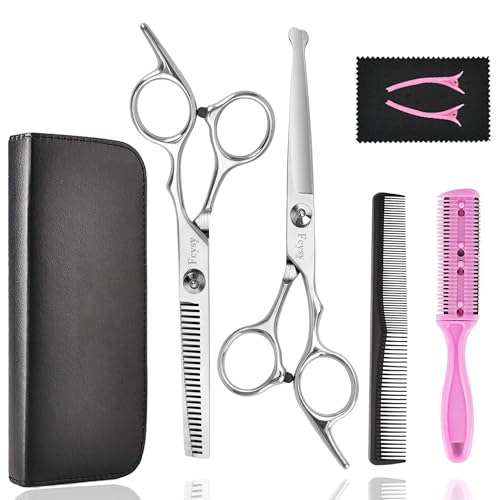 Fcysy 8pcs Kids Hair Cutting Scissors Thinning Shears Set with Safety Round Tips