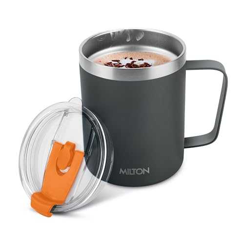 MILTON 14 oz Insulated Travel Mug with Straw - Stainless Steel Coffee Flask
