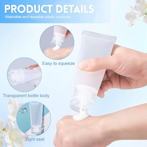 20PCS 50ml Refillable Cosmetic Squeezable Tubes - Clear Travel Containers