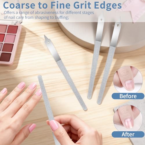 4 PCS Stainless Steel Diamond Nail File Set - 6 Inch Double Sided