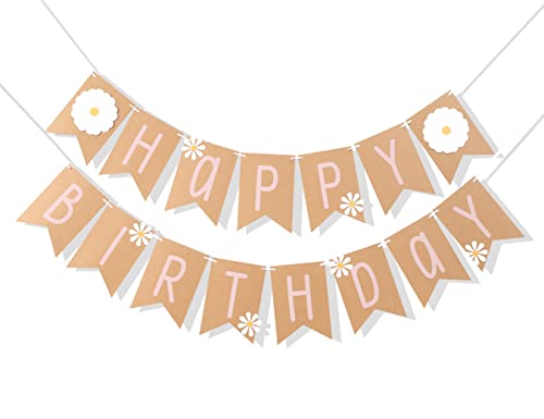 Daisy Happy Birthday Banner Set - Wildflower 3D Decoration
