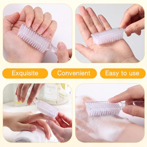 Patelai 15 Pieces Nail Brush Set with Clear Handles – Non-Slip Grip Fingernail & Toe Cleaning