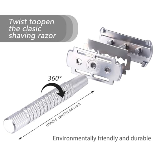 Double Edge Safety Razor Kit - Eco-Friendly Zinc Alloy Manual Shaver