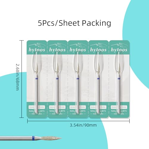 Hytoos 2mm Long Flame Cuticle Cleaner Nail Bits Set - 5Pcs Fine