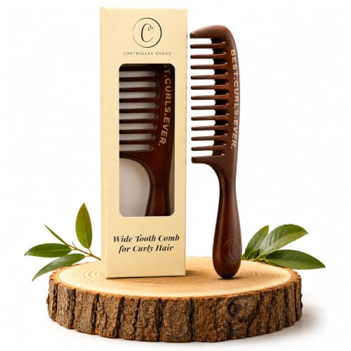 Peachwood Detangling Comb for Curly Hair and Scalp Massage - Anti-Static Wide Tooth Hair Comb