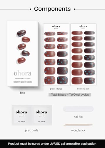 Ohora Semi-Cured Gel Nail Strips - Christmas Tartan & Red Chrome Set