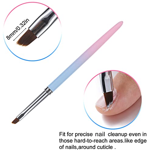 INENK Nail Art Clean Up Brushes Set - Round & Angled Tips for Precision