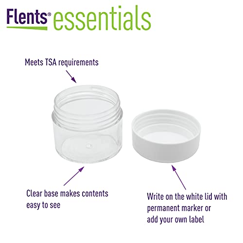 Flents Travel Cosmetic Jars, 6-Pack Refillable Containers, TSA Approved, Clear for Easy Labeling, 1.25 oz