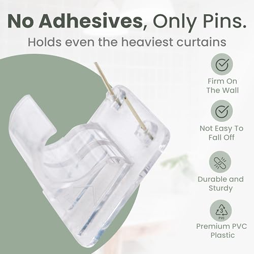 Heavy Duty Curtain Rod Holders with Pin Guide - 8 Pack for 0.75" Rods