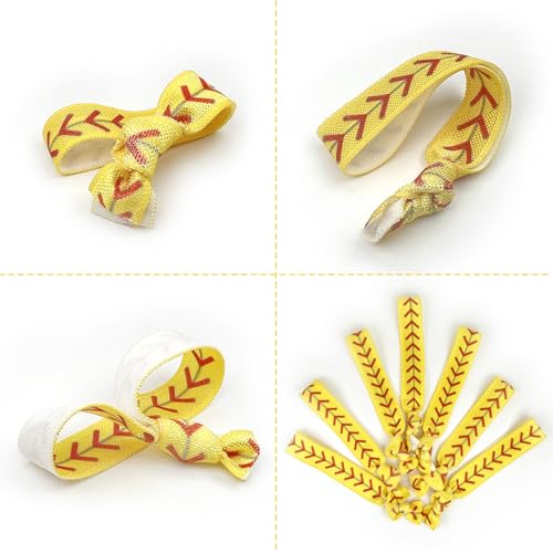 Softball Hair Ties - 12 Pack No Crease Elastic Bands for Girls