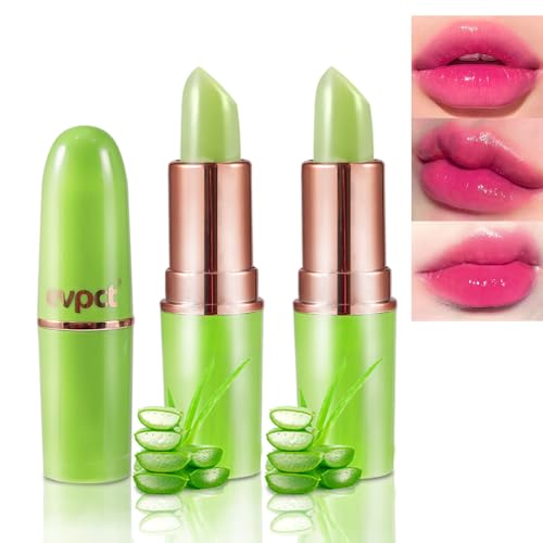 BINGBRUSH Aloe Vera Color Changing Lipstick Set 2 Pack Moisturizing Lip Gloss for Women